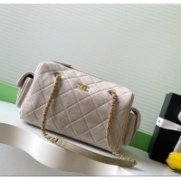 Top Design Chanel Suede Bowling Bag AS5791 Grey 2025