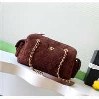 Famous Brand Chanel Suede Bowling Bag AS5791 Brown 2025