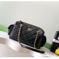 Luxury Cheap Chanel Calfskin Leather Bowling Bag AS5791 Black 2025