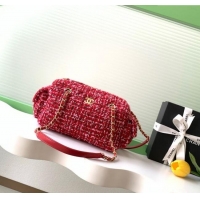 Buy Promotional Chanel Tweed Small Bowling Bag AS5792 Red 2025