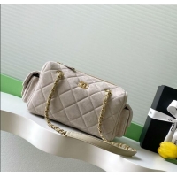 Super Quality Chanel Small Suede Bowling Bag AS5792 Grey 2025