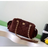 Super Quality Chanel Small Suede Bowling Bag AS5792 Brown 2025