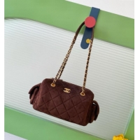 Super Quality Chanel Small Suede Bowling Bag AS5792 Brown 2025