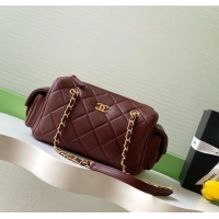 Top Quality Chanel Small Calfskin Leather Bowling Bag AS5792 Dark Burgundy 2025