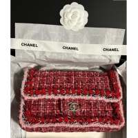 Luxury Discount Chanel Tweed Medium 11.12 Flap Bag A01112 Red 2025