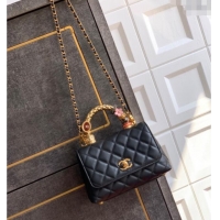 Big Discount Chanel Calfskin Leather Mini Flap Bag with Top Handle and Charm CH112701 Black 2025