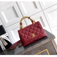 Popular Style Chanel Calfskin Leather Mini Flap Bag with Top Handle and Charm CH112701 Burgundy 2025