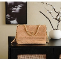 Reasonable Price Chanel Quilted Suede Flap Bag with Chain CH112702 Beige 2025