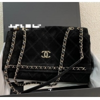 Luxury Promotional Chanel Quilted Suede Flap Bag with Chain CH112702 Black 2025
