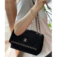 Luxury Promotional Chanel Quilted Suede Flap Bag with Chain CH112702 Black 2025