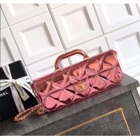 Pretty Style Chanel Metallic Mirror Calfskin Large Flap Bag with Top Handle AS5807 Pink 2025