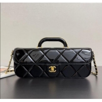 Top Design Chanel Mirror Calfskin Large Flap Bag with Top Handle AS5807 Black 2025