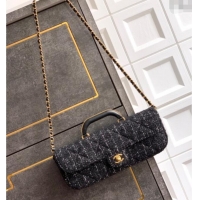Most Popular Chanel Tweed Large Flap Bag with Top Handle AS5807 Black 2025