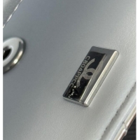 Top Grade Chanel Metallic Mirror Calfskin Mini Flap Bag with Top Handle AS5805 Silver 2025