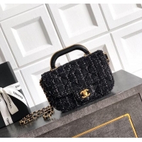 Unique Style Chanel Tweed Mini Flap Bag with Top Handle AS5805 Black 2025