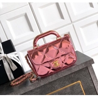 Best Product Chanel Metallic Mirror Calfskin Mini Flap Bag with Top Handle AS5805 Pink 2025