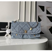 Well Crafted Chanel Washed Denim Maxi Flap bag with Pockets AS5727 Blue 2025