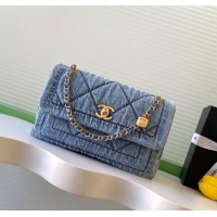 Unique Discount Chanel Washed Denim Maxi Flap bag AS5734 Light Blue 2025