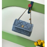 Unique Discount Chanel Washed Denim Maxi Flap bag AS5734 Light Blue 2025