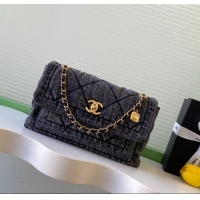 Top Grade Chanel Washed Denim Maxi Flap bag AS5734 Black 2025