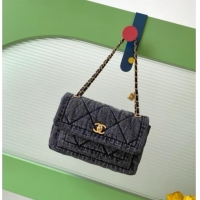 Top Grade Chanel Washed Denim Maxi Flap bag AS5734 Black 2025