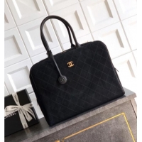 Market Sells Chanel Quilted Suede Boston Top Handle Bag CH112702 Black 2025