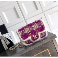 Luxury Cheap Chanel Tweed & Shearling Small Flap Bag AS5686 Fuchsia/Pink 2025