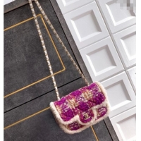 Luxury Cheap Chanel Tweed & Shearling Small Flap Bag AS5686 Fuchsia/Pink 2025