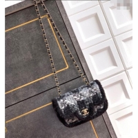 Stylish Promotional Chanel Tweed & Shearling Small Flap Bag AS5686 Black/Grey 2025