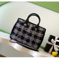 Discount Chanel Tweed & Shearling Small Shopping Bag AS5688 Black/Grey 2025
