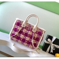 Modern Classic Chanel Tweed & Shearling Small Shopping Bag AS5688 Fuchsia/Pink 2025