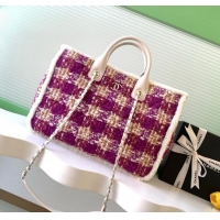 Best Price Chanel Tweed & Shearling Shopping Bag AS5689 Fuchsia/Pink 2025