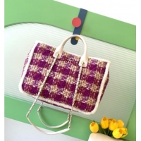 Best Price Chanel Tweed & Shearling Shopping Bag AS5689 Fuchsia/Pink 2025