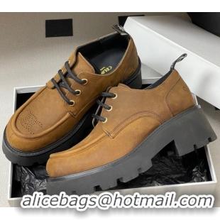 Purchase Celine Triomphe Platform Derbies laced-up Shoes 6cm in Suede Brown 2025 CE102405 1024062
