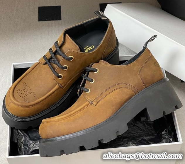 Purchase Celine Triomphe Platform Derbies laced-up Shoes 6cm in Suede Brown 2025 CE102405 1024062