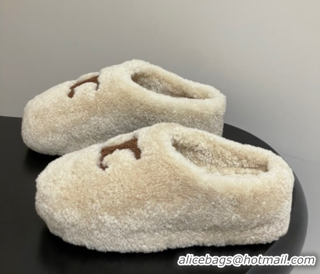 Best Price Celine Wool Platform Mules Light Beige 2025 CE102406 1024064