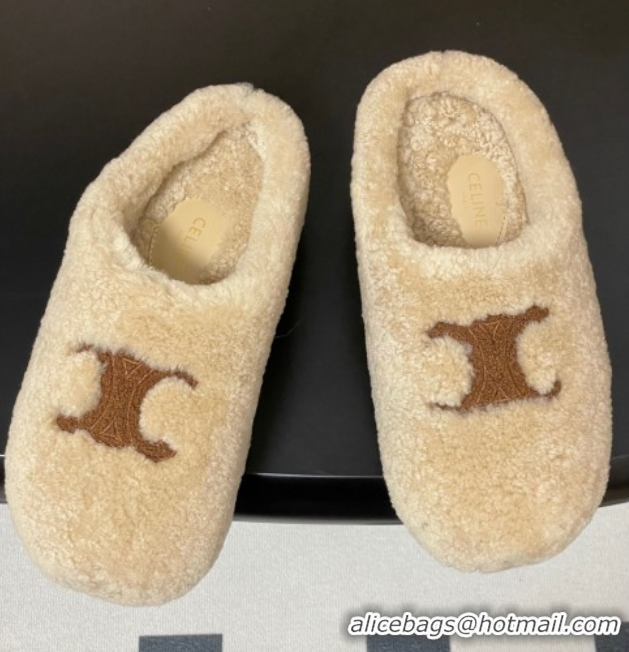 Best Price Celine Wool Platform Mules Light Beige 2025 CE102406 1024064
