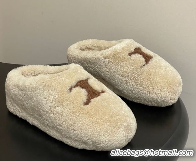 Best Price Celine Wool Platform Mules Light Beige 2025 CE102406 1024064