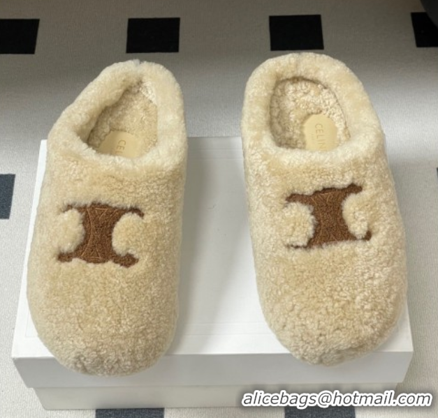 Best Price Celine Wool Platform Mules Light Beige 2025 CE102406 1024064