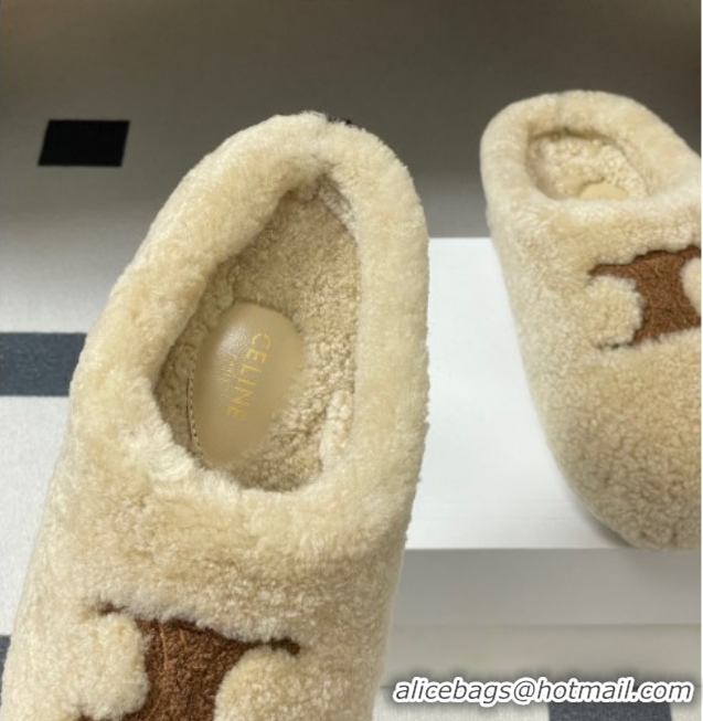 Best Price Celine Wool Platform Mules Light Beige 2025 CE102406 1024064