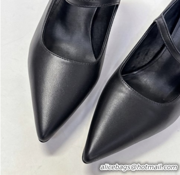 Durable Celine Judy Strappy Mary Janes Pumps 8.5cm in Calfskin Leather Black 1024078