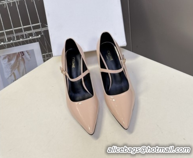 Buy Luxury Celine Judy Strappy Mary Janes Pumps 8.5cm in Patent Leather Light Pink 1024079