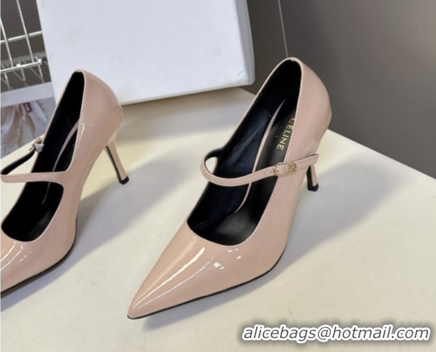 Buy Luxury Celine Judy Strappy Mary Janes Pumps 8.5cm in Patent Leather Light Pink 1024079