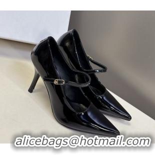 Unique Style Celine Judy Strappy Mary Janes Pumps 8.5cm in Patent Leather Black 1024080