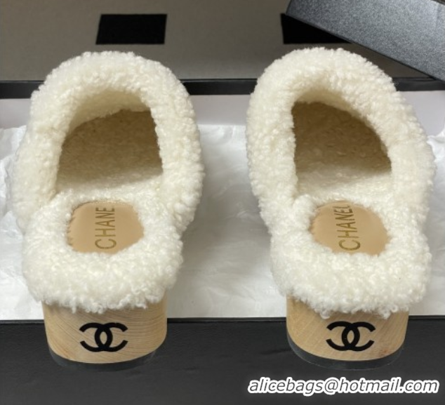 Buy Discount Chanel Calfskin Mules with Shearling CH102004 Beige 2025