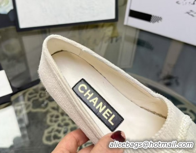 Most Popular Chanel Corduroy & Grosgrain Flat Espadrilles White G46515 