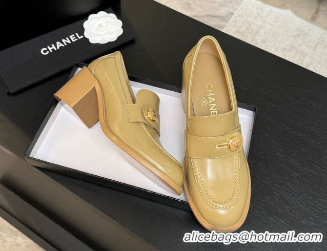 Purchase Chanel Shiny Calfskin Pumps 7cm with Button Strap Beige 2025 G46795