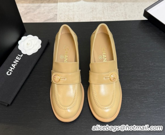 Purchase Chanel Shiny Calfskin Pumps 7cm with Button Strap Beige 2025 G46795