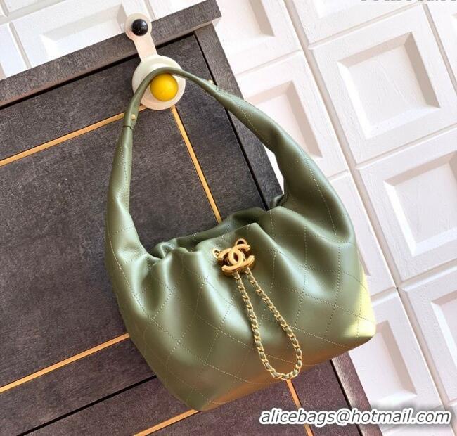 Promotional Chanel Calfskin Leather Hobo Handbag AS5976 Green 2025