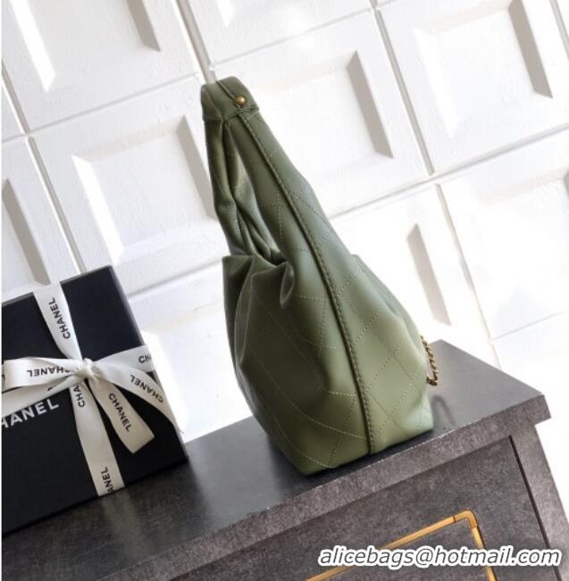 Promotional Chanel Calfskin Leather Hobo Handbag AS5976 Green 2025